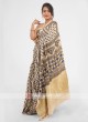 Gajji Silk Printed Saree In Golden Cream